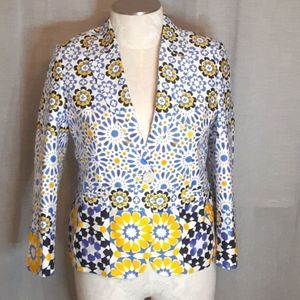 6 by Six Geometric Floral Print Blazer